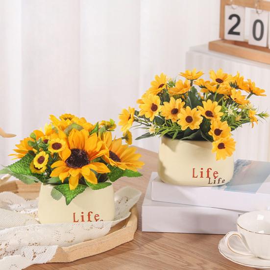 Simulation Bonsai Realistic Non-Withered Aesthetics Decorative Ins Rustic Sunflower Simulation Pot Table