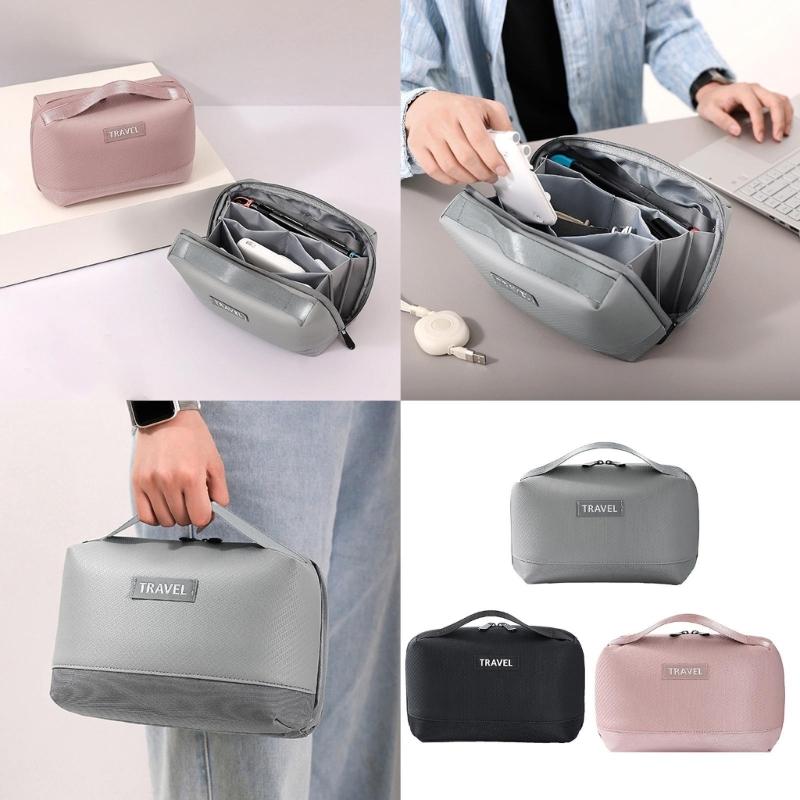 Travel Bag Pouch Electronic Accessories Organizers with Handle Carrying Case Shockproof Storage Bag for Data Cable Phone