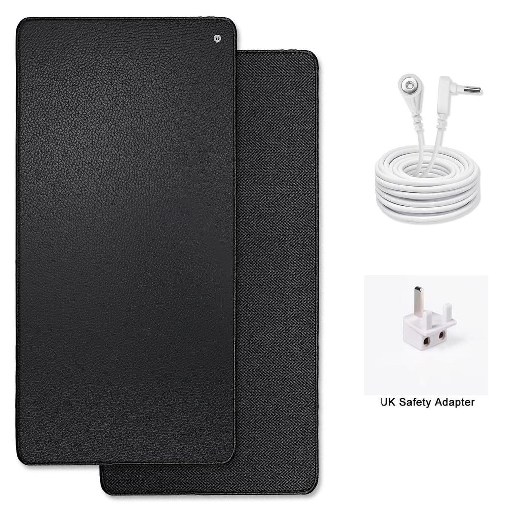 Tapis de Mise à la Terre Noir Multifonctionnel avec Fond Antidérapant pour Soulagement de la Douleur, Amélioration du Sommeil et Augmentation de l'Énergie