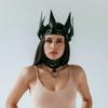 Leather Crown Mask  Fetish Head Black Cosplay Adult Halloween Masquerade Women's Costumes