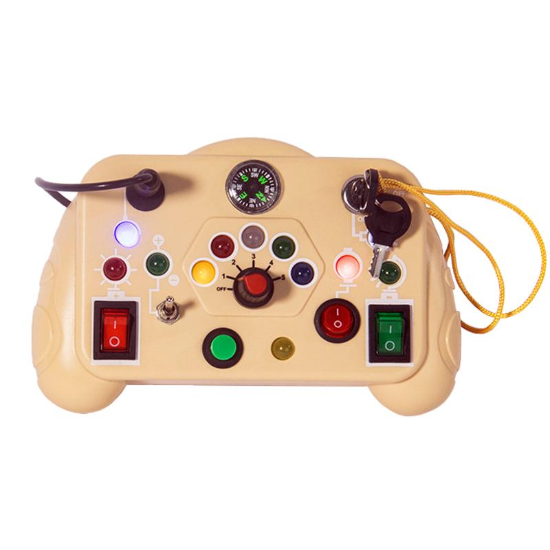 Children Busy Board Sensory Toy With LED Light Switch Control Board Travel Activities Thinking Game For 2-4 Years Old