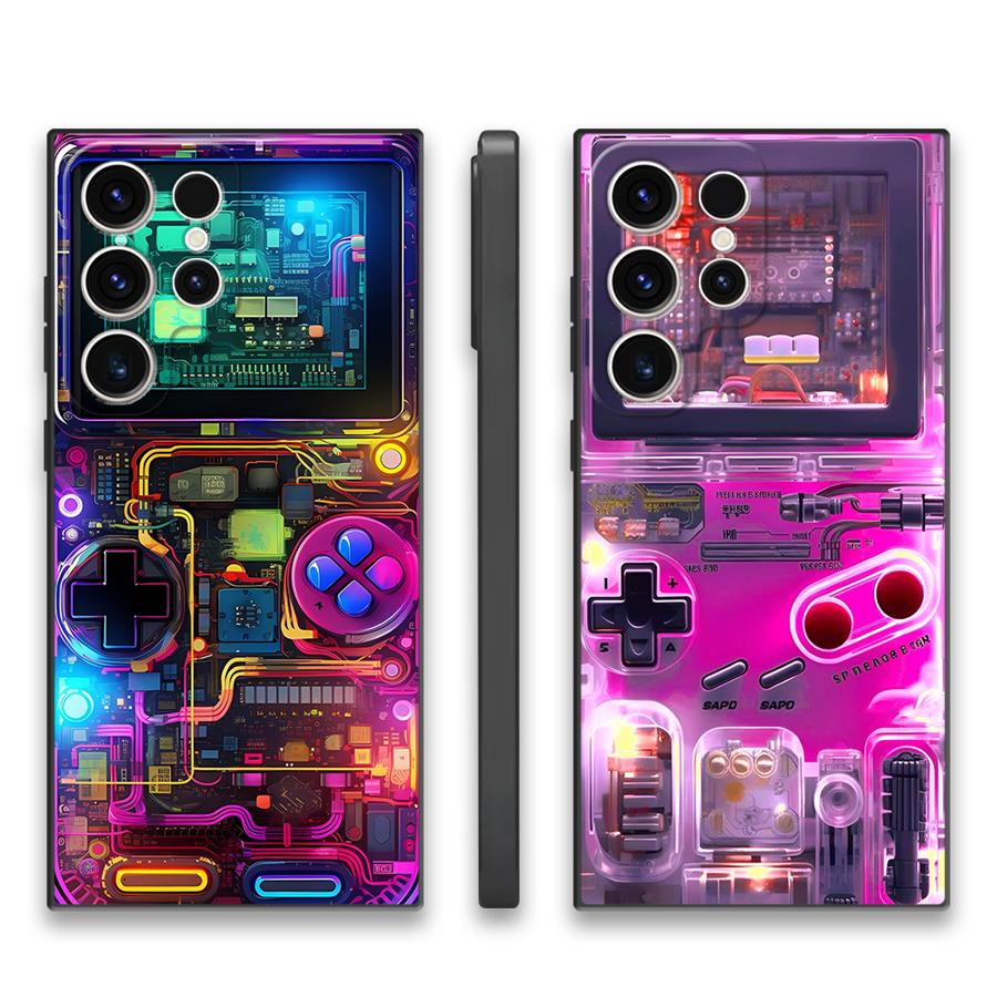Game Machine Pattern Case for Samsung Galaxy S24 S25 Ultra S21+ S24Ultra S22 Plus S21 S23 FE S20 FE Soft Shell