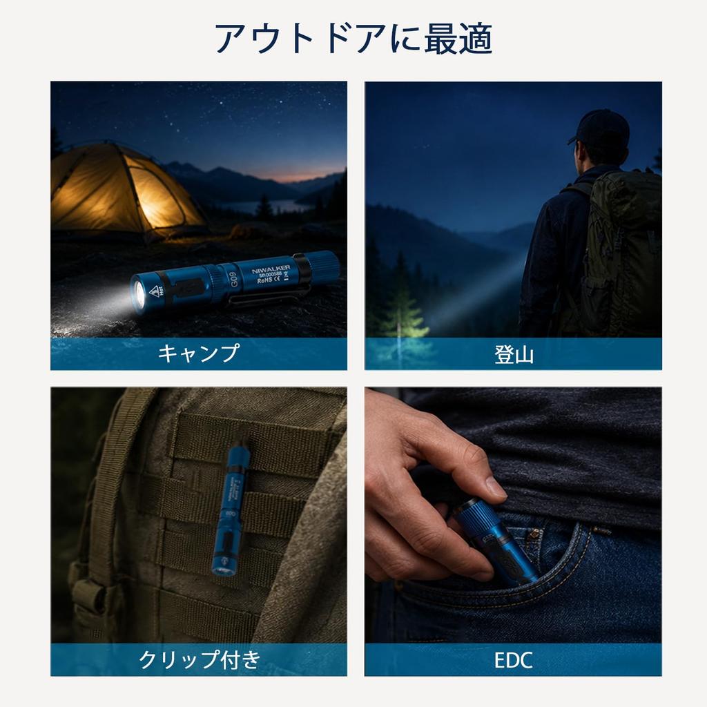 Niwalker G09 EDC Flashlight Small 450 Lumens Penlight Powerful Compact