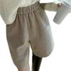 Women's High-Waist Wool Wide-Leg Pants - Spring/Autumn Slimming Mid-Length 5-Point Trousers