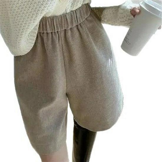 Women's High-Waist Wool Wide-Leg Pants - Spring/Autumn Slimming Mid-Length 5-Point Trousers