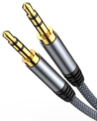 Cabo de áudio Highwings Cabo AUX Cabo estéreo banhado a ouro Cabo de nylon trançado Altamente durável Compatível com fones de ouvido Alto-falantes de carro Sistema estéreo MP3 etc.