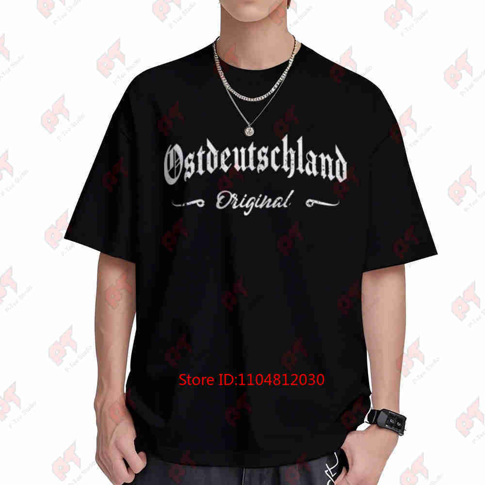Ostdeutschland German Flag Gothic Lettering East Germany Retro Design Short Sleeve Tee 100% Cotton T-Shirt