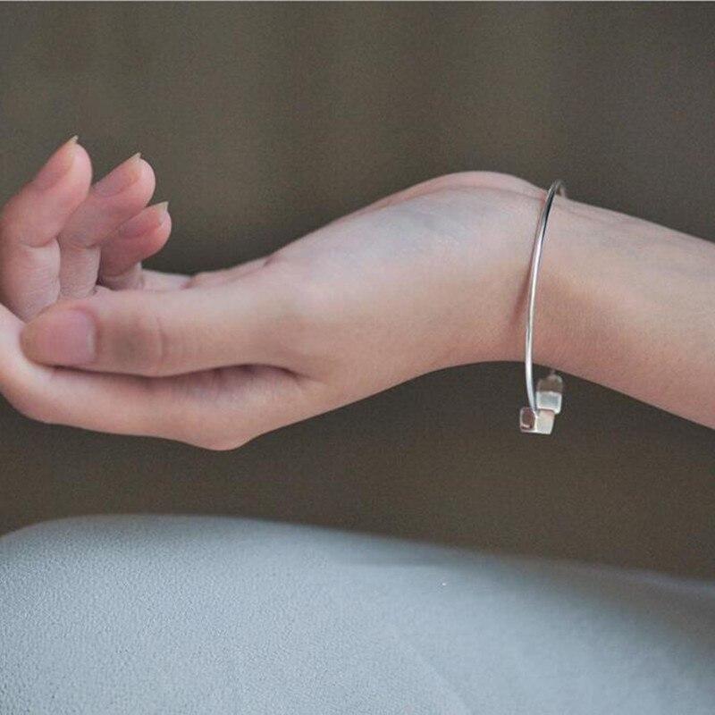 New Fashion 925 Sterling Silver Jewelry Square Love Lettering Accessories Female Personality Opening Bracelet Sl031