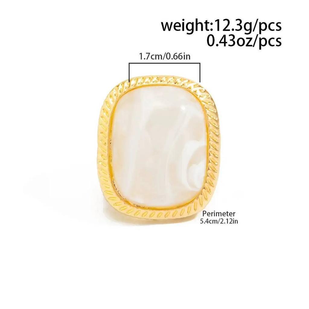 SHIXIN Vintage Exaggerated Square Acrylic Rings for Women Trendy Metal Open Ring Unique Couple Party Banquet Jewelry Accessories