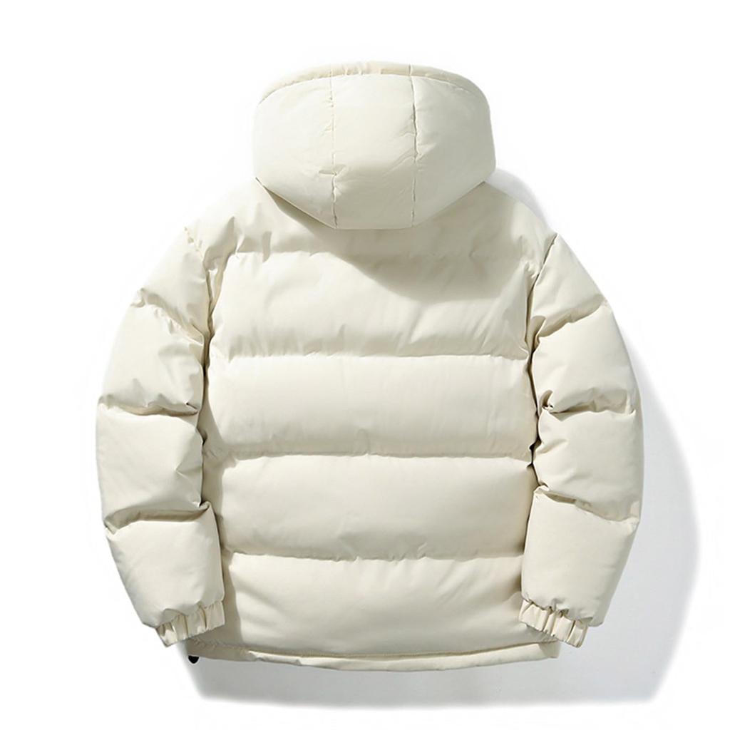Men's Solid-color Casual Hooded Cotton-padded Jacket, Thickened Warm And Windproof Zipper Jacket