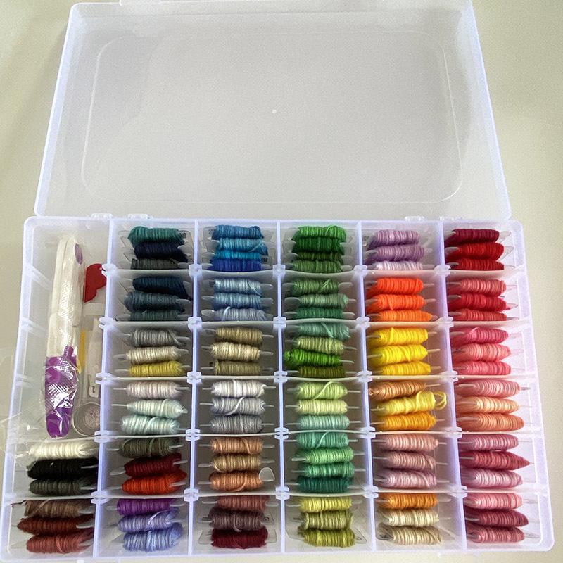 36/50/100 Color Cross Stitch Set with Pre-Wound Bobbins and Boxed Embroidery Floss