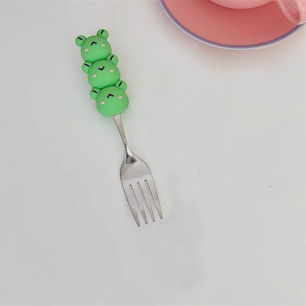 

Силиконовая вилка ложка круглая ручка уникальный дизайн прочная нержавеющая сталь безопасная небьющаяся идеально подходит для рождественских вечеринок прекрасный