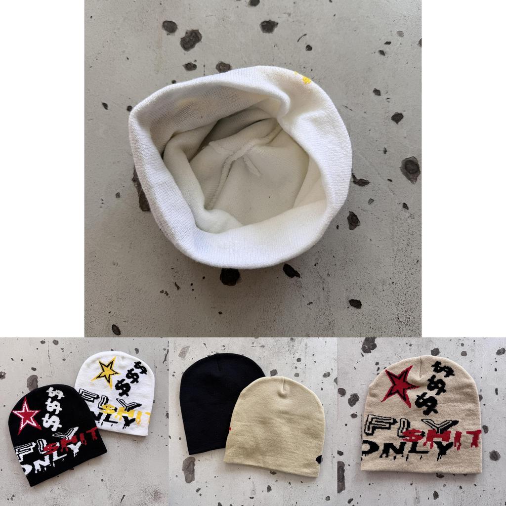 Fashion Knit Hat With Star And Letter Embroidery Design For Winter Fashion