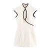 Summer European and American Women's Clothing Contrasting Color Trim Mini Short-sleeved Dress