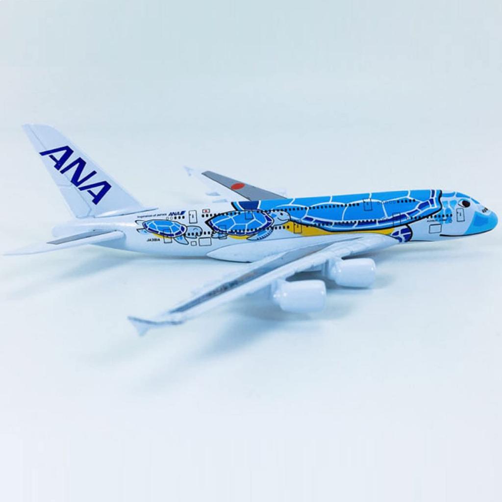 Scale Alloy ANA Sea Turtle Painted Airbus A380 Model Simulation Passenger Aircraft Aircraft Airbus Model with Display Stand 1/500
