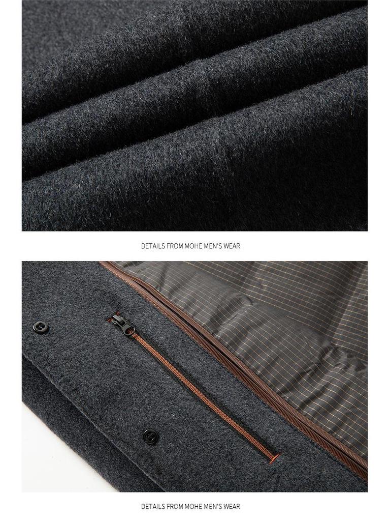 Herren Mittellanger Doppelseitiger Kaschmirwollmantel - Herbst/Winter Verdickter Papas Leichter Business-Übermantel