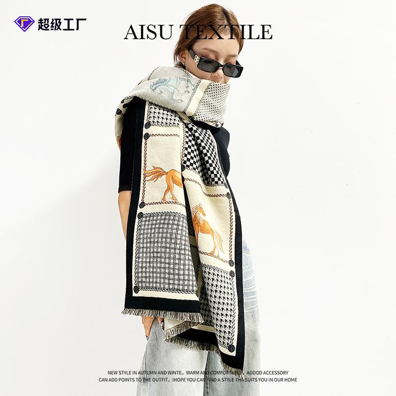 Fashion style big shawl autumn and winter women wool scarf warm shawl simple versatile thickened scarf