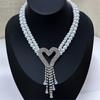 Fashion Light Luxury High Tooxika Sense Of Double Pearl Flash Diamond Love Tassel Necklace Necklace Collar Chain Collarbone Chain