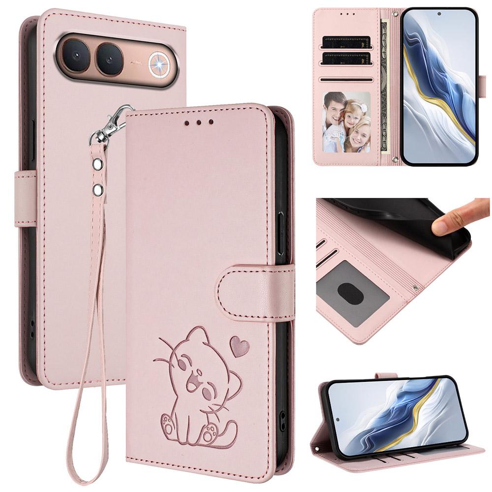 Cute Cat Leather Wallet Case For Vivo Y11D Y21D Y31D Y05 Y21 Y28 Y29 Y31 Y38 Y39 Y51 Pro Y76 Stand Card Slot Flip Phone Cover