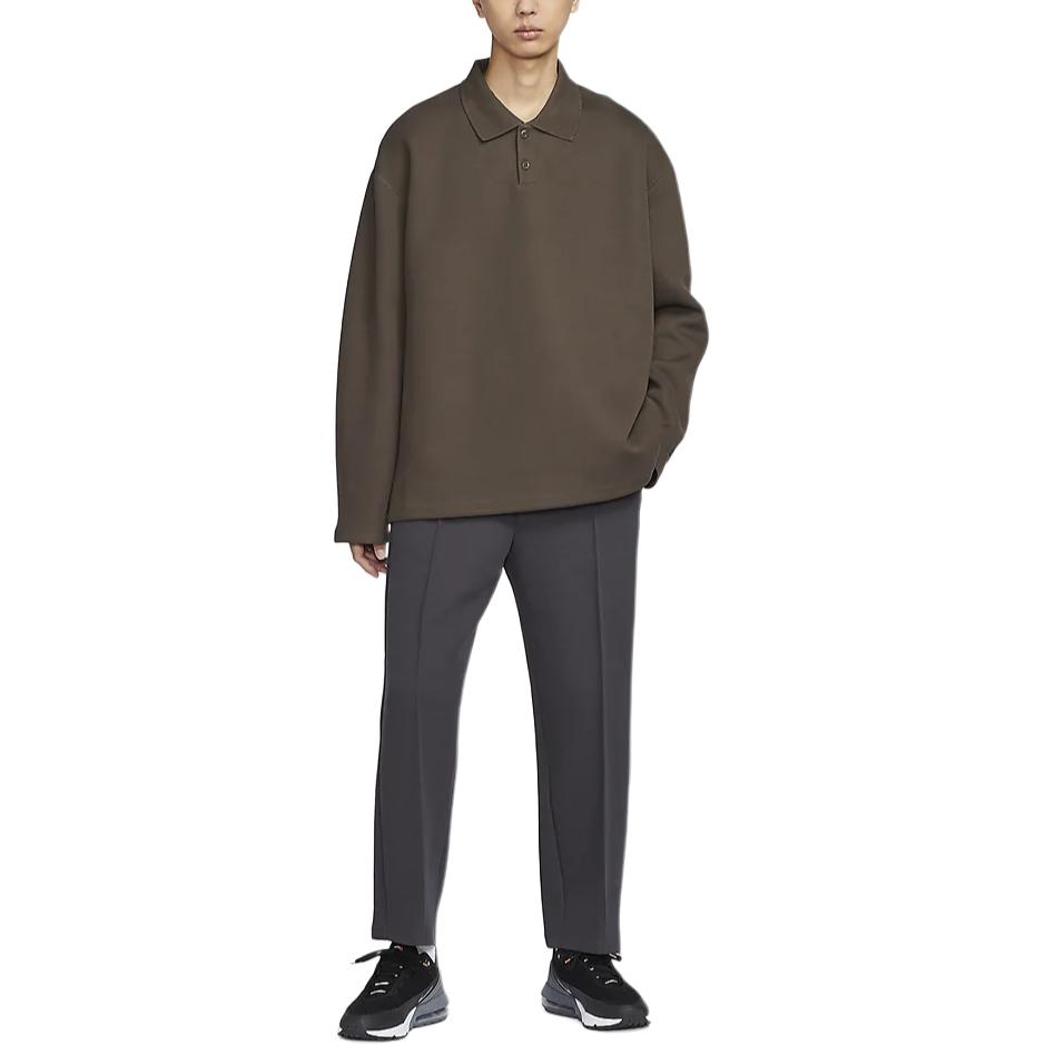 Nike Tech Fleece Reimagined Solid Loose Long Sleeve Polo Shirt Men Tops Baroque-Brown FZ7571-237