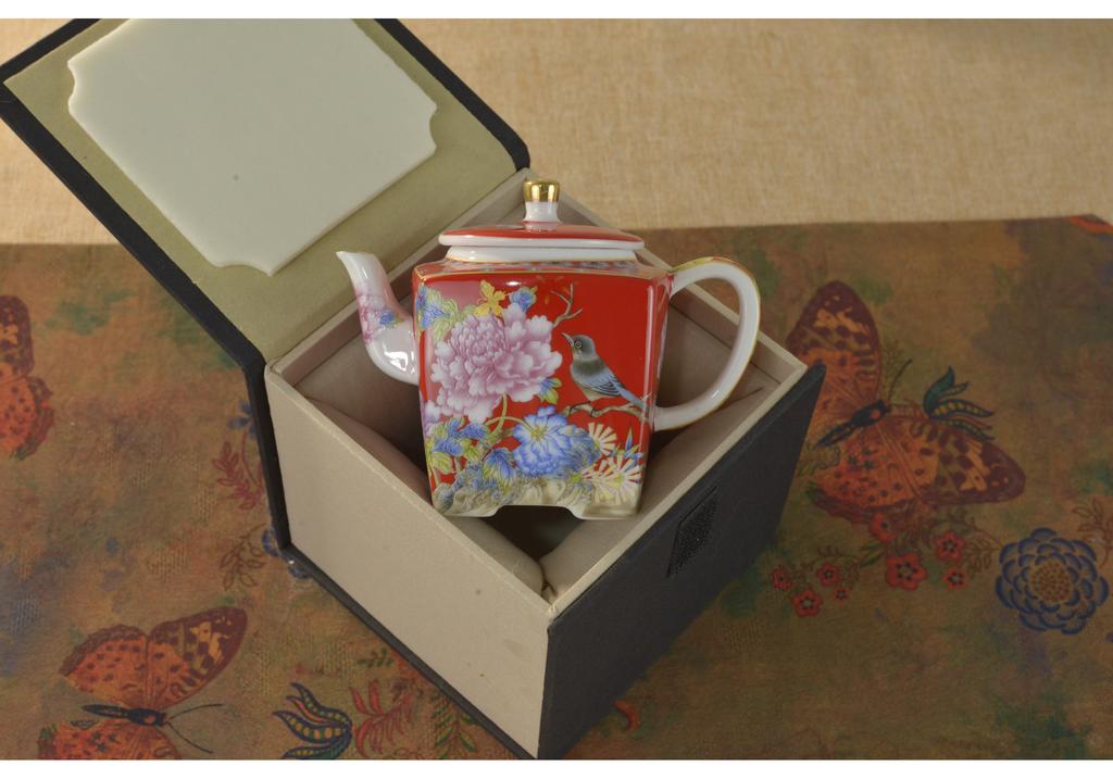 Enamel Color Ceramic Tea Cup Gongfu Tea Set Home Use Drinking Cup Style Peony Handmade Craft High Temperature Glaze