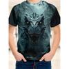 T-shirt z drukiem dinozaura 3D Realistyczny T-Rex Grafika Okrągły dekolt Krótki rękaw Casualowy letni top Oddychający Męskie ubrania