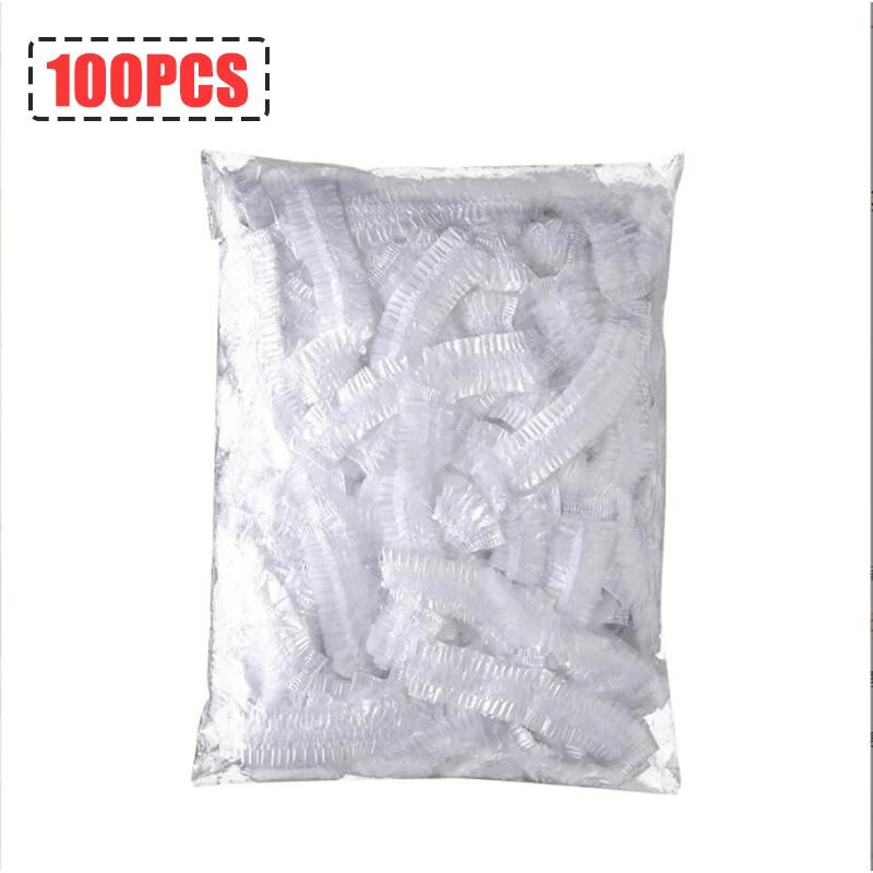 100 Stück Einweg-Duschhaube Elastische Netzform Wasserdicht Vlies Badehaube für Extensions Klar Schönheit Haarhaube Duschhaube