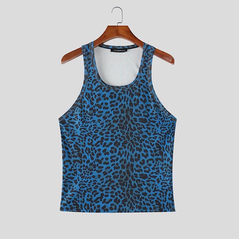 INCERUN Men Sleeveless Print Casual Fitted Tank Tops Sport Gym Basic Vest