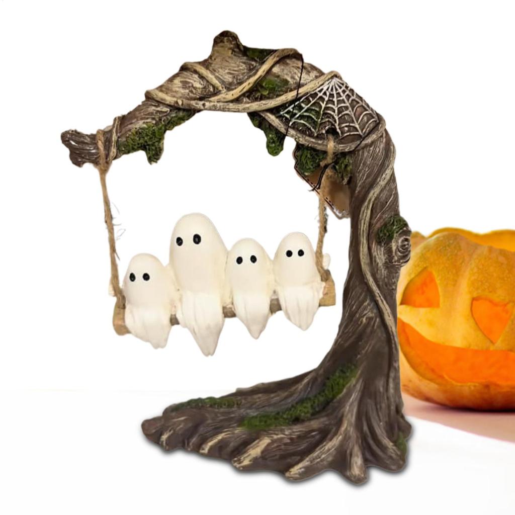 Halloween Cute Ghost Tree Swing Decor Swing Ghost Halloween Figurines Table Decor Spooky Halloween Decorations Party Supplies