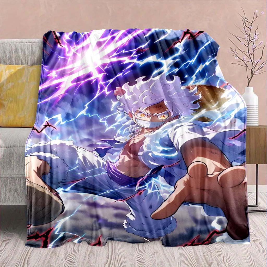 One Piece Anime Flannel Blanket - Soft Warm Perfect for Sofa, Bedding Camping Travel Office Home Decor -QJY
