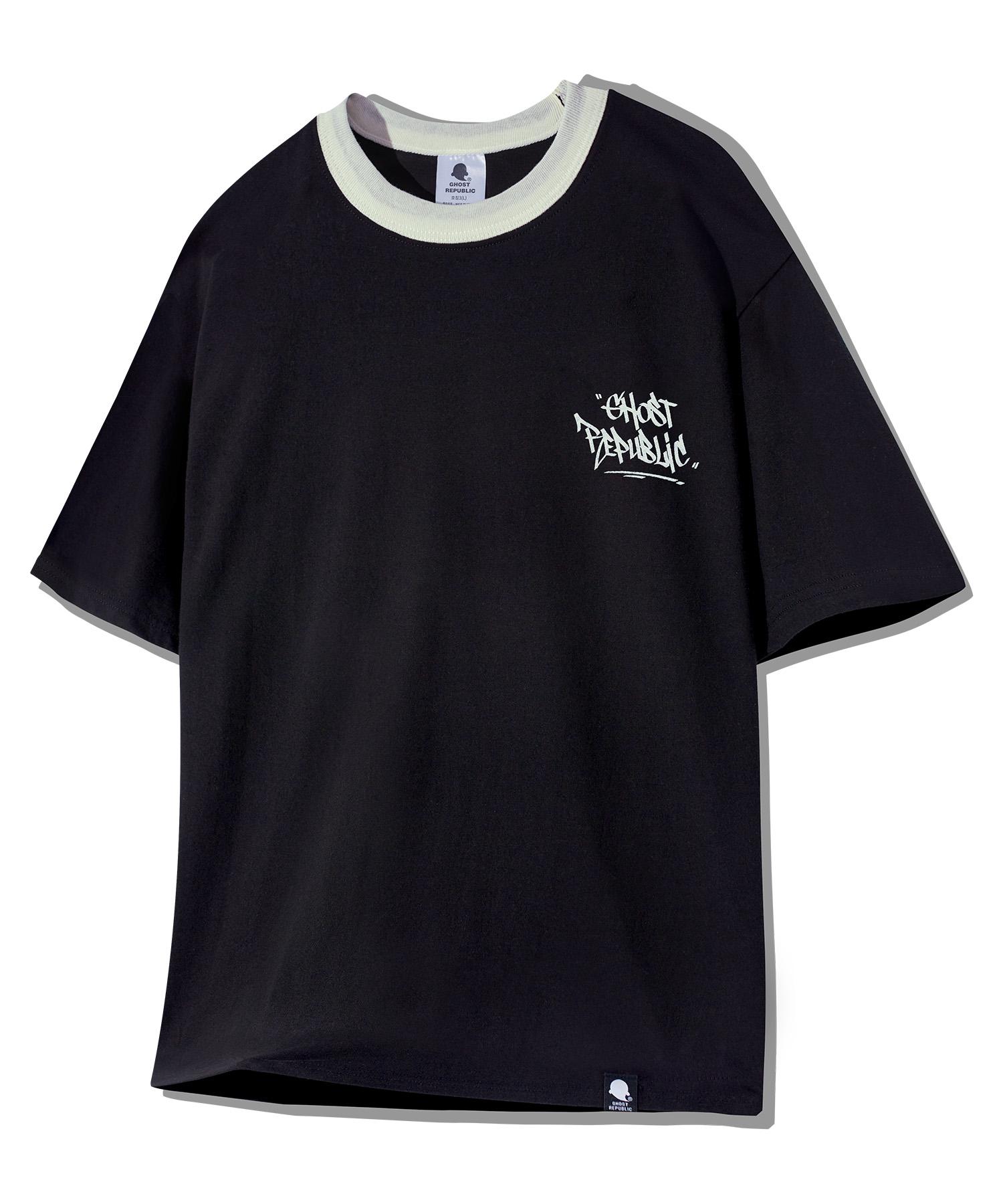 Ghost Republic Street Oversized Short Sleeve T-Shirt Gt-367_Black(Cream) Black (Cream)/L
