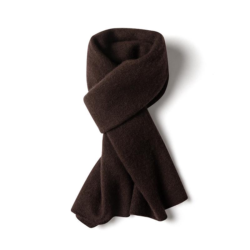 Men's Long Cashmere Knit Neck Warmer Scarf - Thickened Solid Color for Autumn and Winter