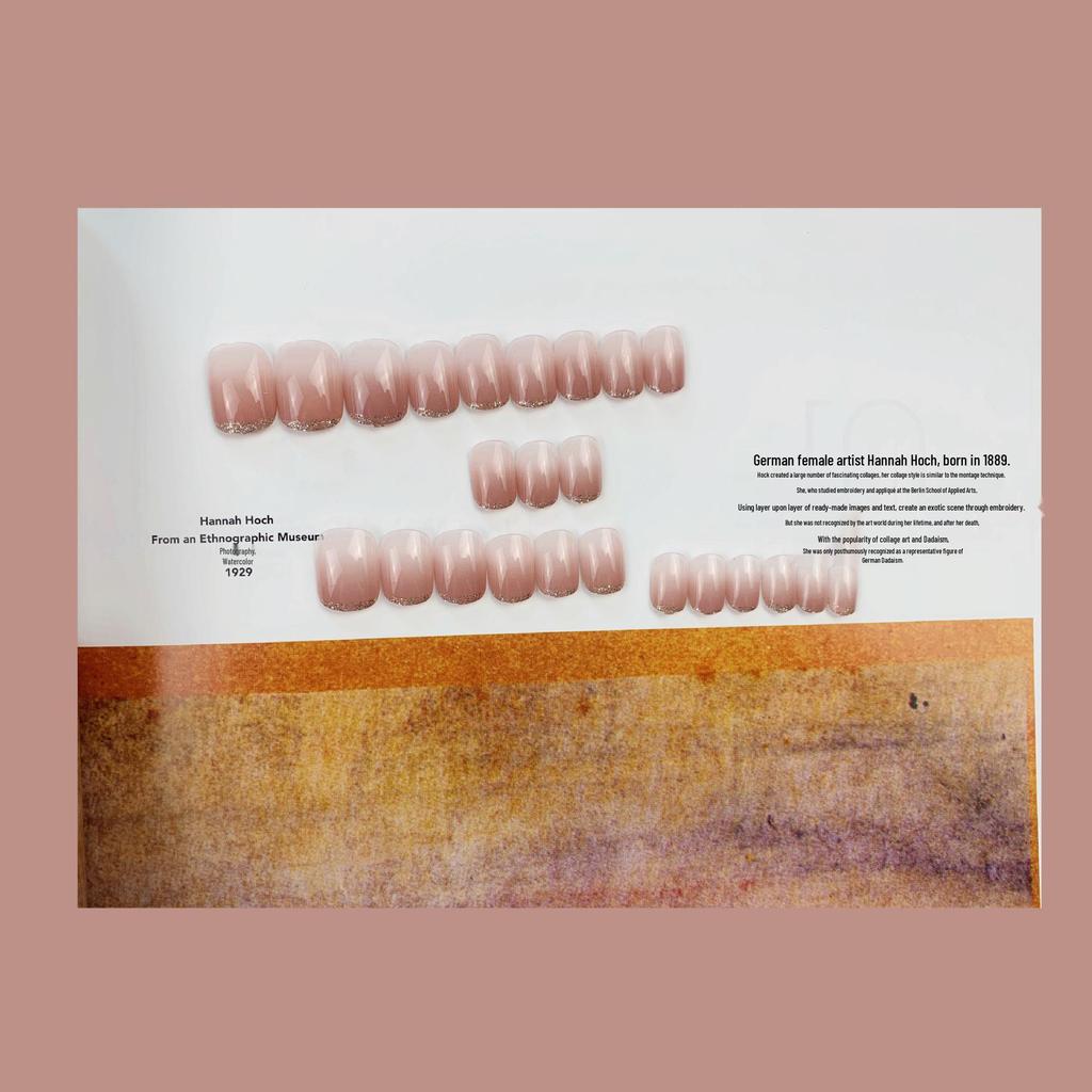 Französische Ombre Nude Rosa Wasserdichte Falsche Nägel - Abnehmbare & Tragbare Nagel-Pflaster