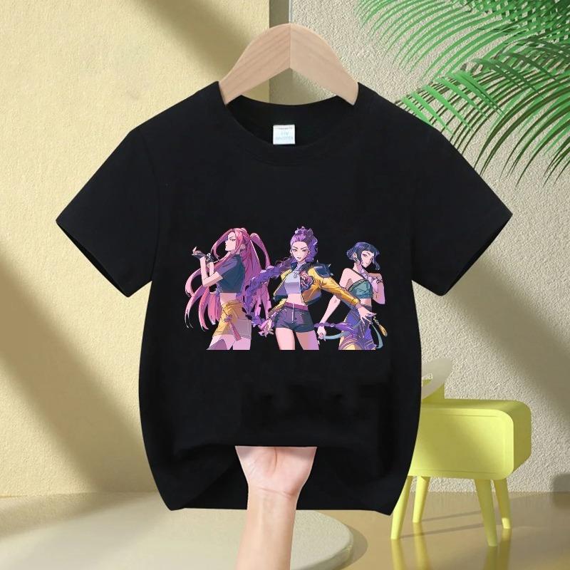 KPop Vânător de Demoni Desen Animat Anime Top Casual la Modă cu Gât Rotund pentru Copii Tricou pentru Copii
