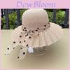 Summer Straw Hat With Wavy Edges And Ribbon Tie For Women And Girls Sun Protection