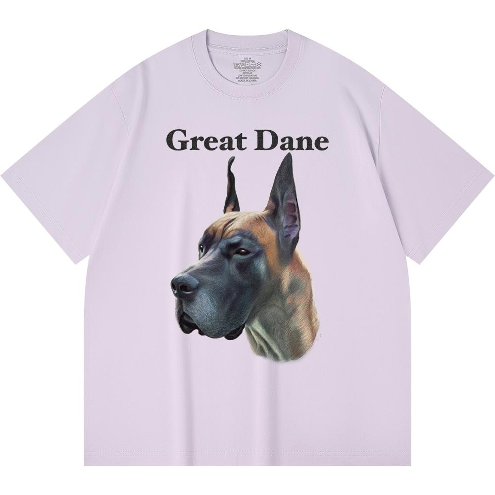 230GSM 100% Cotton T-Shirt Great Dane Print Tees Funny Harajuku Style Combed Cotton Tshirt
