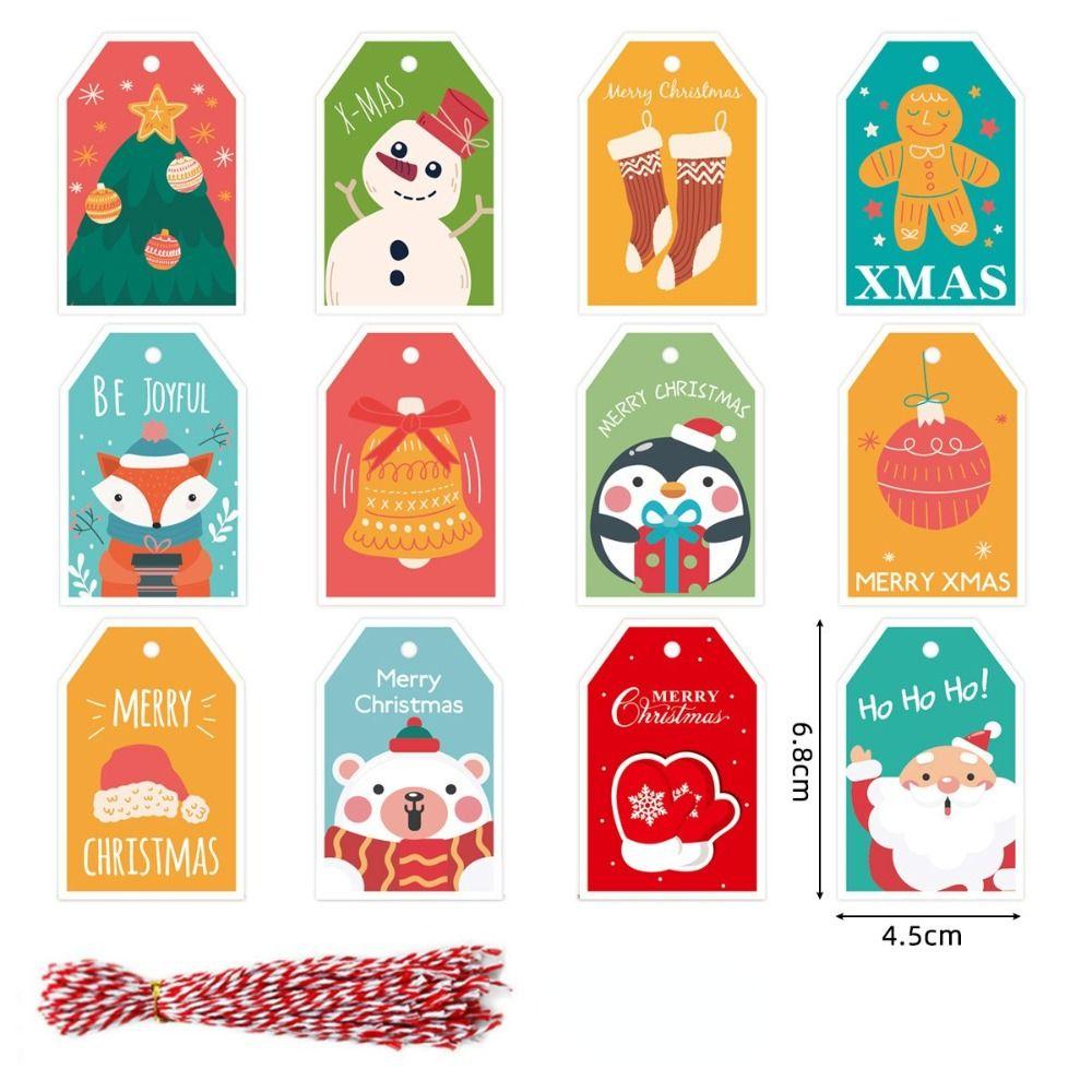 Home Decoration Christmas Tree Labels Hanging Blessing Cards New Year Gift Tags Kraft Paper Tags