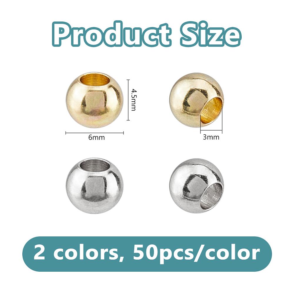 1set 100pcs 2 colors Stainless Steel Beads Rondelle Golden & Stainless Steel color 6x4.5mm Hole: 3mm 50pcs/color