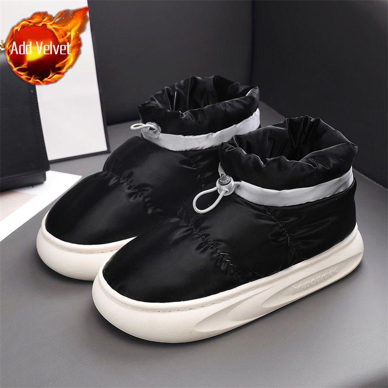 Student Men's Warm Bread Style Snow Boots Fleece Lined Anti Slip High Top Insulated Cotton Padded Outdoor Shoes