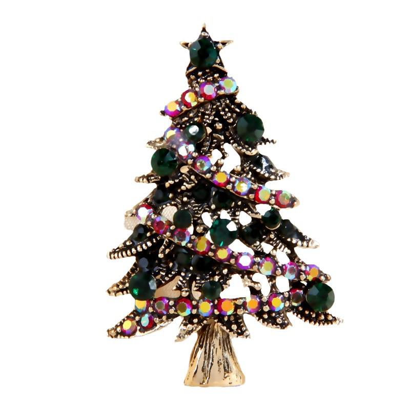 Sparkling Diamond Christmas Tree Brooch for Women