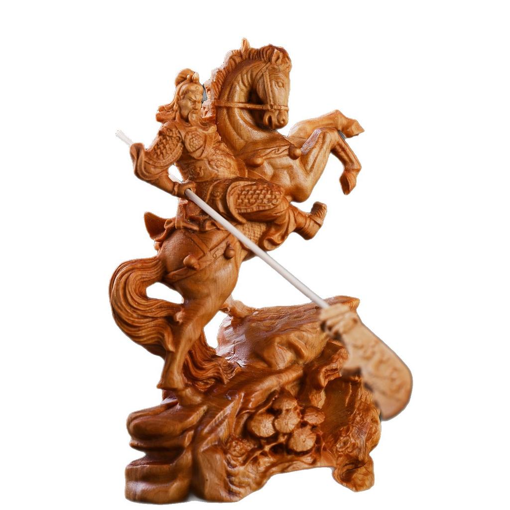 Cliff Cypress Carving Statue Of Guan Gong God Of Wealth Guan Yu Home Living Room Office Desktop Decoration Holiday Gifts