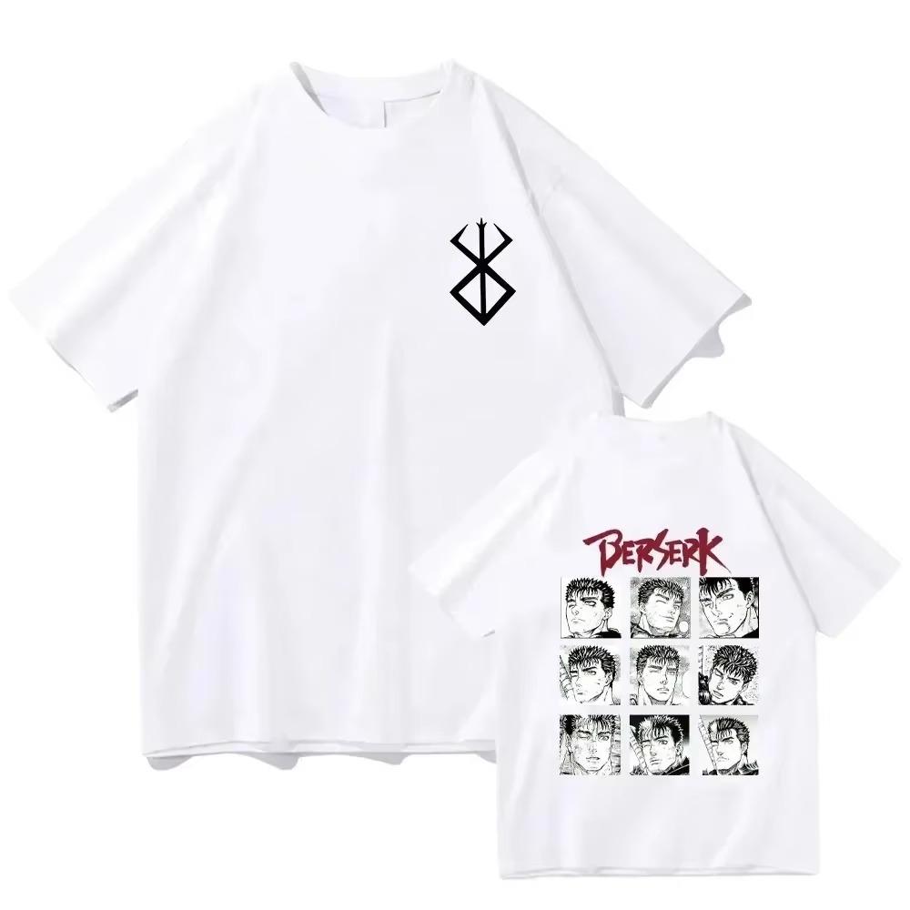 Hip Hop Streetwear Men T-shirts Anime Berserk Guts Print T Shirt 100% Cotton Breathable Tees Unisex Oversized Casual Y2K Clothes
