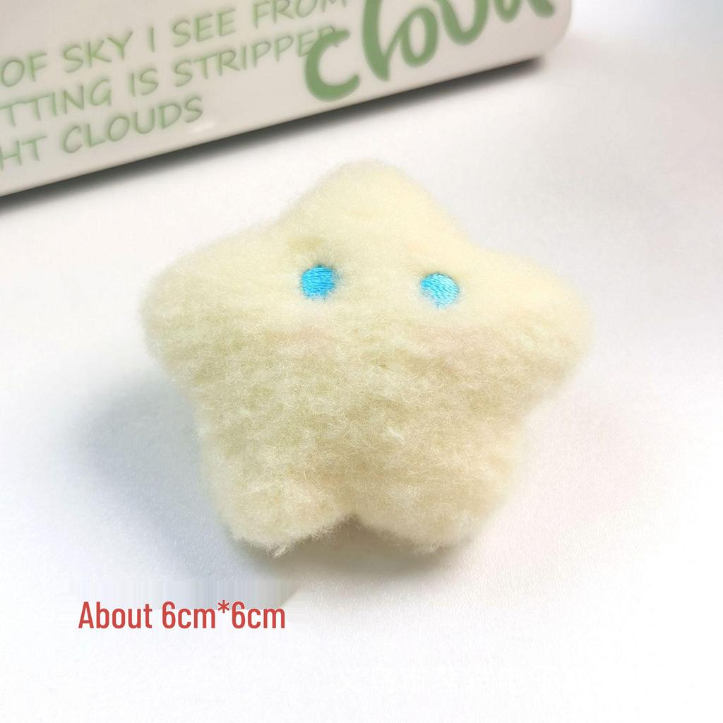 Cute Plush Star & Moon Keychain: Soft Blush Star Brooch & Adorable Hair or Clothing Accessory