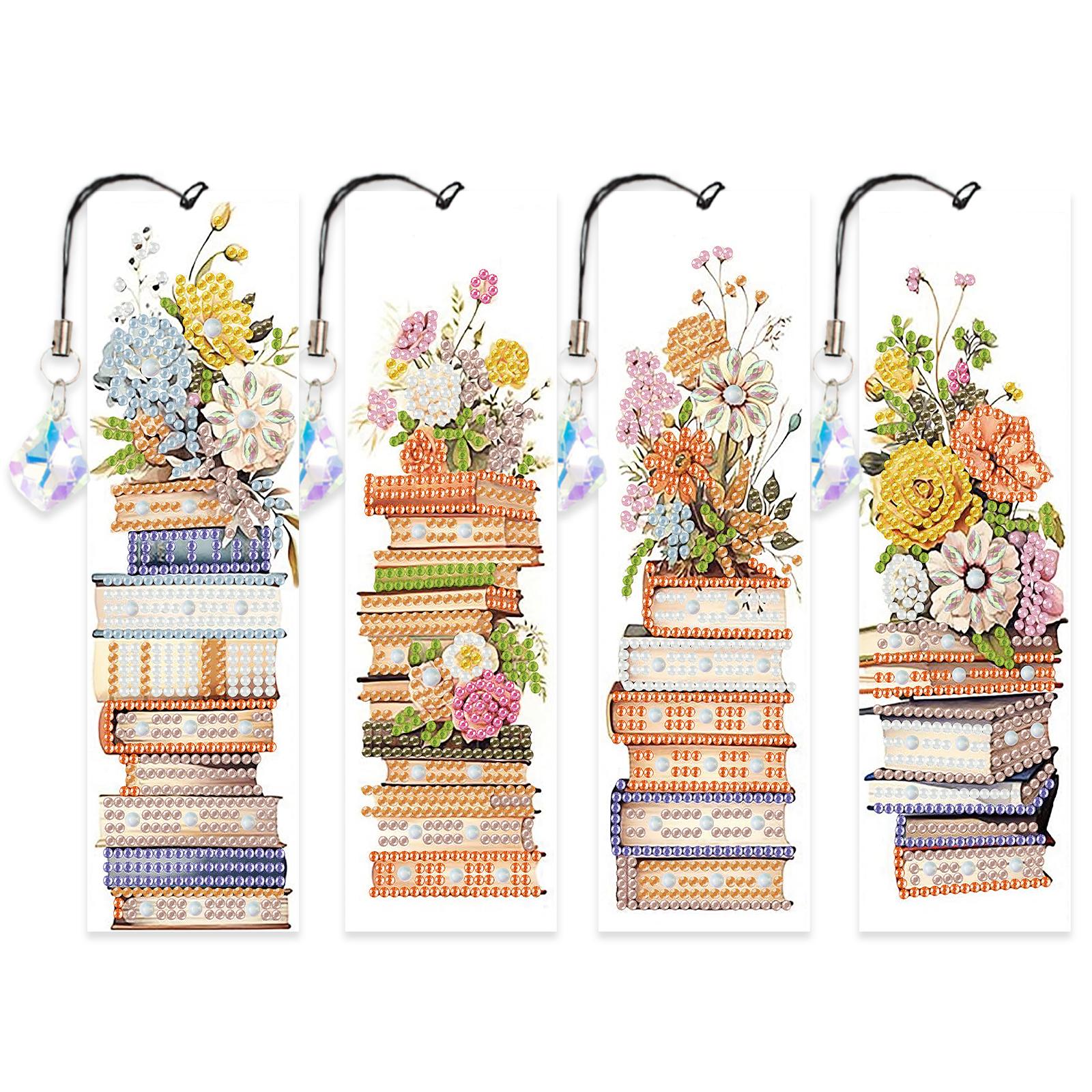 

4/8/12Pcs DIY Diamond Painting Bookmark with Pendant Diamond Painting Art Bookmarks for Book Lovers Beginners & Adults