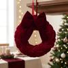 Handmade Bowknot Wreath Hanging Ornament Plush Christmas Wreath Door Decor  Wall Decor