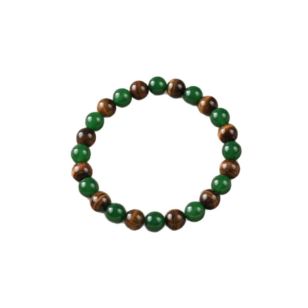 Green Aventurine & Tiger Eye Wealth Bracelet - 8mm Elastic Cord, High-End Feel