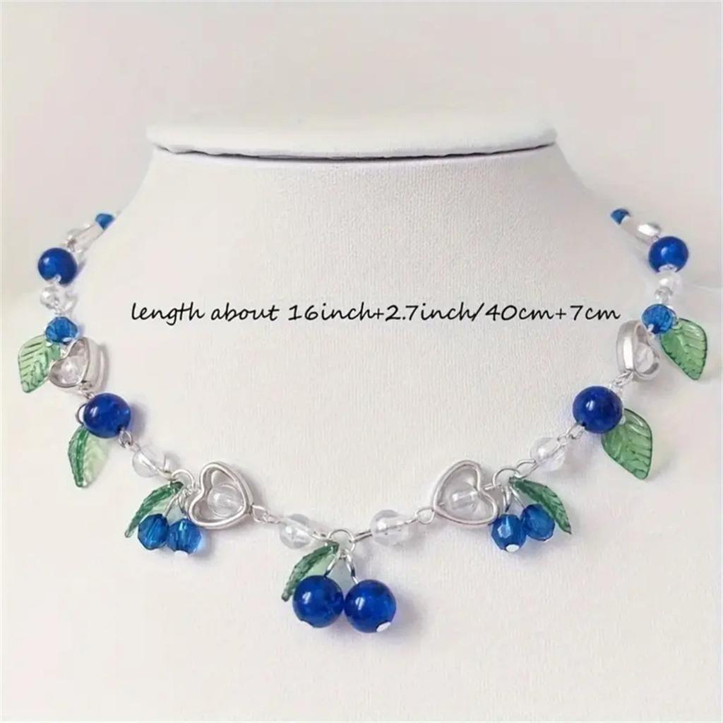 Bohemian Blueberries Fruit Zircon Set Pendant Earrings Clavicle Necklace Trendy Berry Themed Accessories for Women