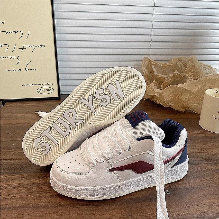 Retro Burgundy Platform Bread Shoes Women's 2025 Autumn New Popular Versatile Student Casual Board Shoes Ins Tide