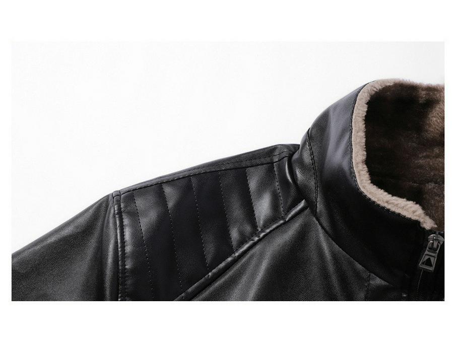Modische, verdickte Lederjacke aus Samt für Herren - Leichter Business-Casual-Stil, Karreekragen, Ideal für Herbst/Winter
