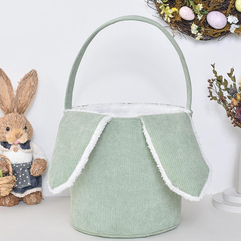 Plush Bunny Basket For Easter Bunny Plush Egg Hunt Basket Bags Cute Decorations Candy Storage With Rabbit Ears For Eggs Hunting